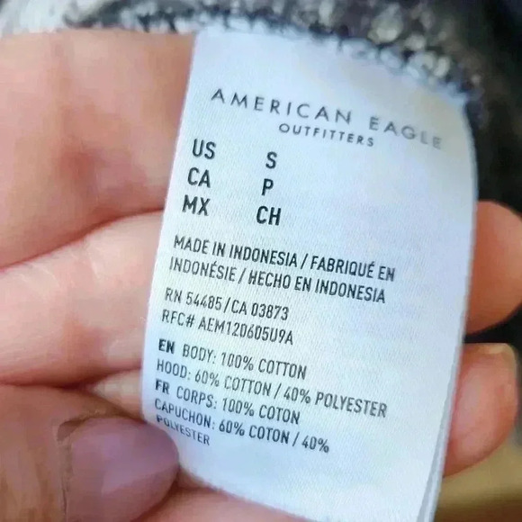 American Eagle Outfitters Hooded Button down Flannel Shirt black white - Picture 8 of 11